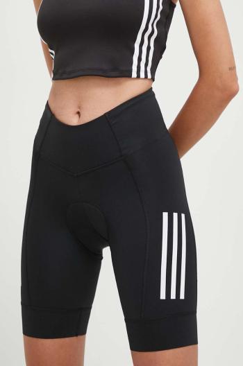 Cyklistické šortky adidas Performance černá barva, s potiskem, high waist, IJ8334