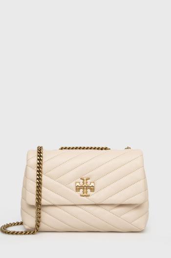 Kožená kabelka Tory Burch Kira Chevron Small béžová barva, 90452.122