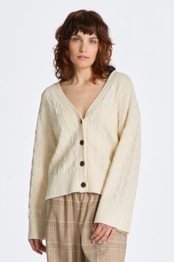 SVETR GANT HERRINGBONE V-NECK CARDIGAN CREAM