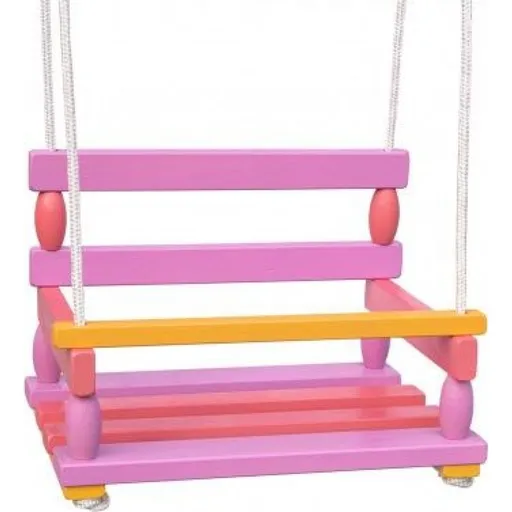 Teddies Dřevěná houpačka růžová nosnost 80 kg