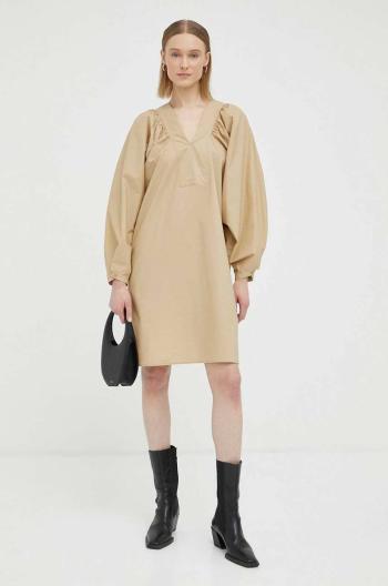 Bavlněné šaty By Malene Birger béžová barva, mini, oversize