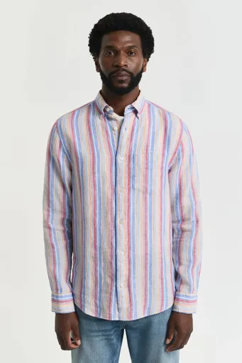 KOŠILE GANT REG LINEN MULTISTRIPE SHIRT PERFECT BLUE