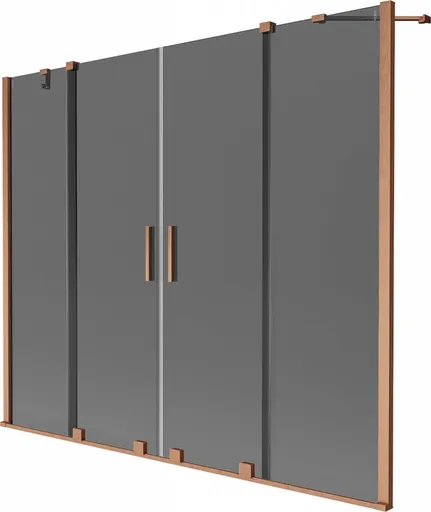 MEXEN/S Velar Duo dvoukřídlá posuvná vanová zástěna 170 x 150, grafit, měď kartáčovaná 896-170-000-42-65
