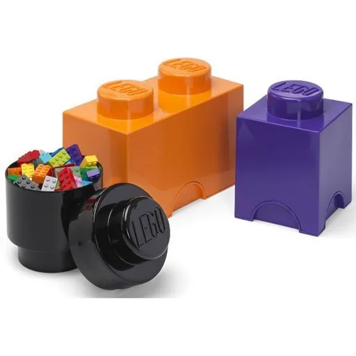 LEGO® úložné boxy Multi-Pack 3 ks - fialová, černá, oranžová