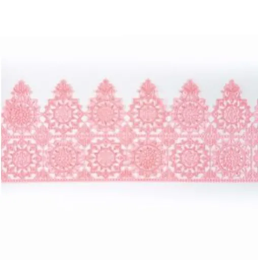 Cukrová krajka růžová - šířka 6 cm - K-Decor