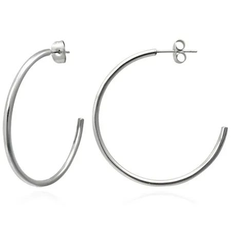 Náušnice z oceli 316L stříbrné barvy - klasické kruhy, 40 mm