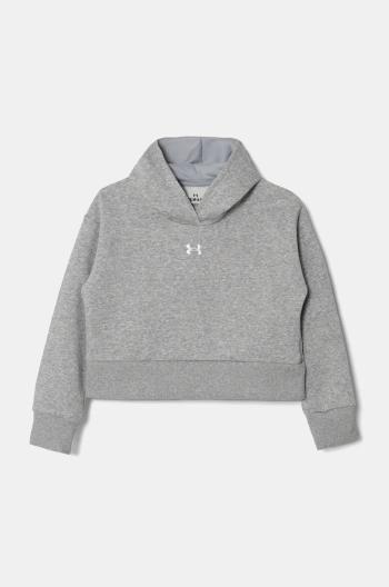 Dětská mikina Under Armour UA Rival Fleece Crop šedá barva, s kapucí, melanžová