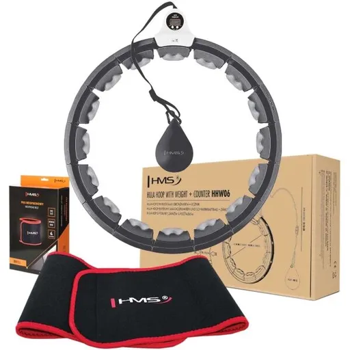 HMS SET HHW06 + BE163 Sada masážní obruče se závažím a zeštíhlujícího pásu, černá, velikost