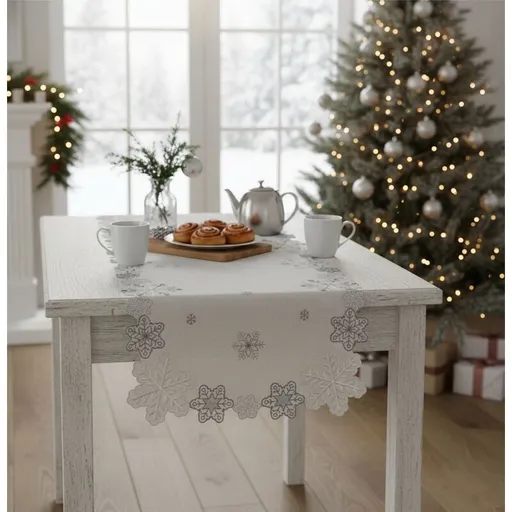 Ubrus Vánoční, Kouzelné vločky, šedý pr. 35 cm