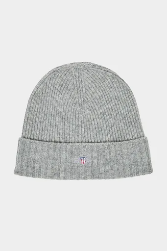 ČEPICE GANT UNISEX. SHIELD WOOL BEANIE GREY MELANGE