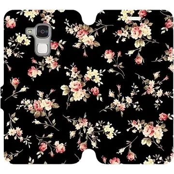 Flipové pouzdro na mobil Honor 7 Lite - VD02S Květy na černé (5903226191819)