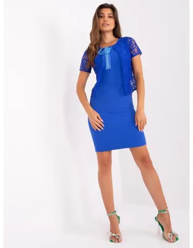 Dámské šaty ke kolenům koktejlové CICA kobaltově modré