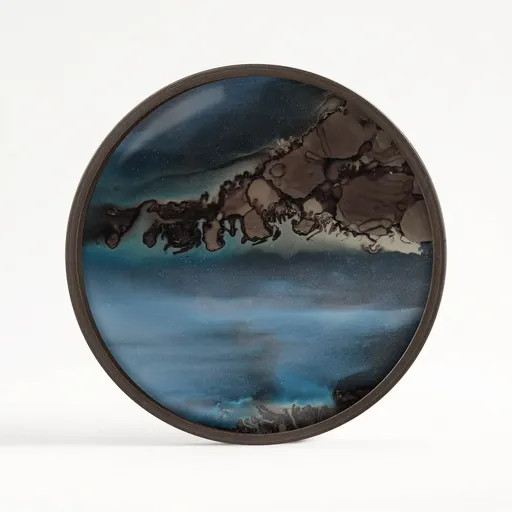 Podnos Organic valet - sklo - Břidlice - kulatý - L - Ethnicraft