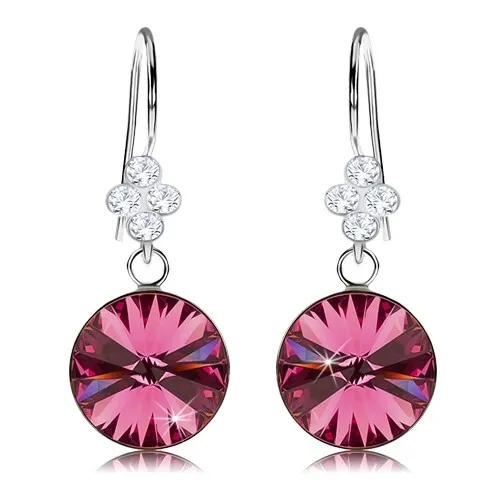 Náušnice ze stříbra 925, broušený křišťál Swarovski růžové barvy, 11 mm