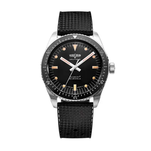 Vulcain Skindiver Nautique Black with Khaki Brown Lum - Rubber