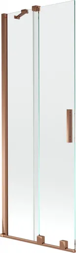 MEXEN/S Velar Dvoukřídlá posuvná vanová zástěna 75 x 150, transparent, růžové zlato 896-075-000-01-60