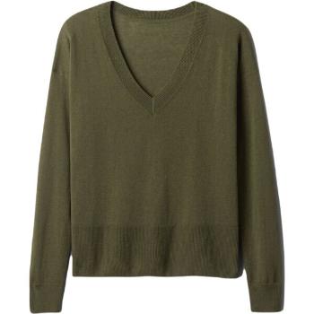 GAP LS LINEN SPLIT Dámský svetr, khaki, velikost