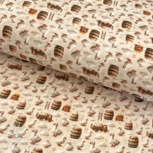 Dvojitá gázovina/mušelín Little farm animals design C digital print