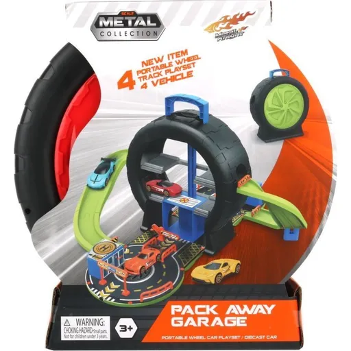 Hrací set v kufru design pneumatika se 4 autíčky