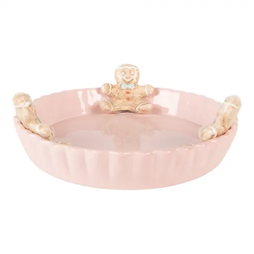 Růžová keramická mísa Perníček Gingerbread - Ø 23*7 cm Clayre & Eef