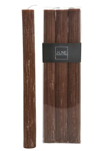 Box 6 hnědých stolních svíček  - Ø 2 *23cm / 13h J-Line by Jolipa