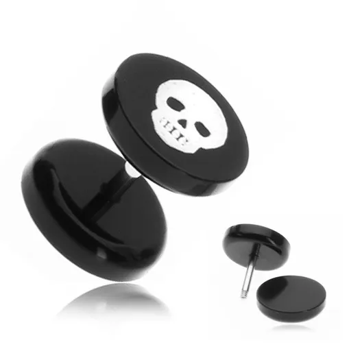 Akrylový fake plug do ucha - lebka kostlivce
