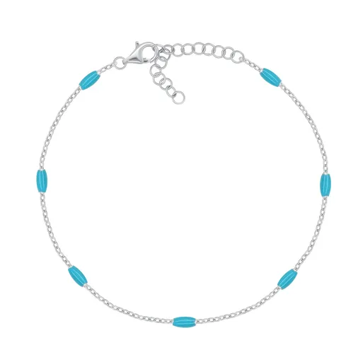 Brilio Silver Stříbrný náramek s tyrkysovými korálky BRC228WTQ