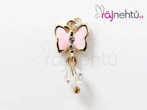 Ozdoba nehtu - Piercing motýl růžový
