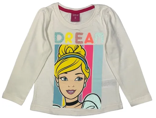 Eplus Dívčí tričko s dlouhým rukávem - Popelka Disney bílé Velikost - děti: 110