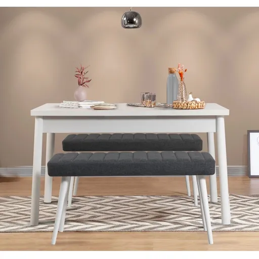 Jídelní set se stolem a lavicí (3 kusy) Costa 1053 - White, Anthracite