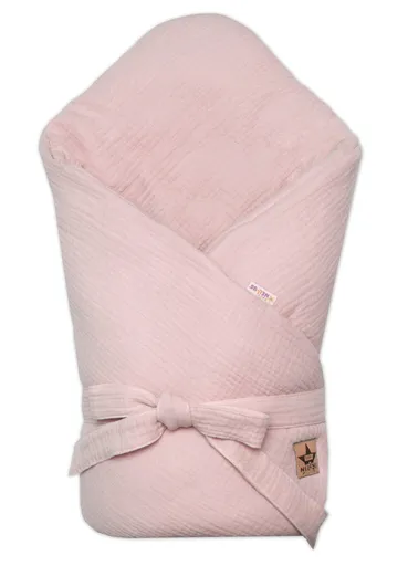 Baby Nellys Mušelínová zavinovačka na zavazování, pudrově růžová