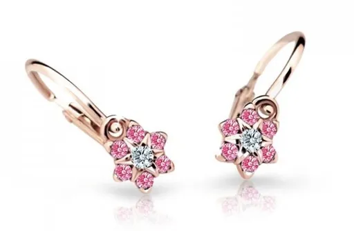 Cutie Jewellery Půvabné dětské náušnice z růžového zlata C2152-10-X-4 fuchsiová