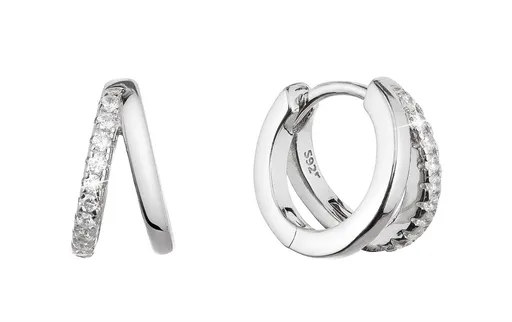 Evolution Group - Pavona Stříbrné náušnice kroužky s čirými zirkony 11442.1