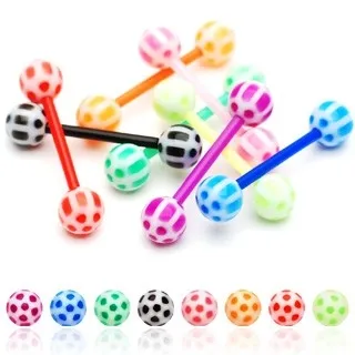 Piercing do jazyka - kulička včelí plásty - Barva piercing: Modrá