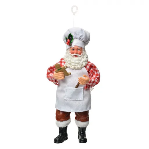 Závěsná vánoční dekorace Santa Claus cukrář držící perníček - 9*6*17 cm Clayre & Eef