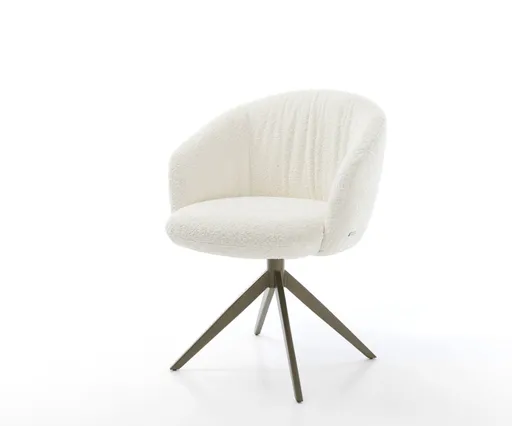 Otočná židle Caja-Flex s područkami Bouclé Bílý křížový rám