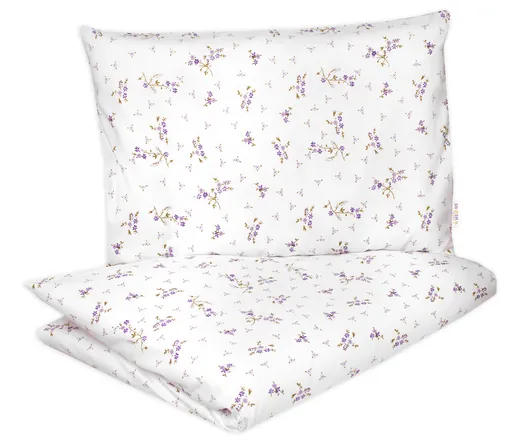 Baby Nellys Bavlněné povlečení, 2D 140x200/70x80 - Levandule,  bílá/fialová
