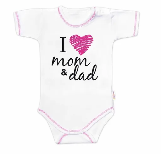 Baby Nellys Body krátký rukáv  I love mom & dad, holka vel.  86