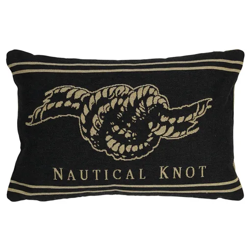 Béžovo-černý gobelínový polštář s uzlem Nautical knot - 45*15*30cm Mars & More