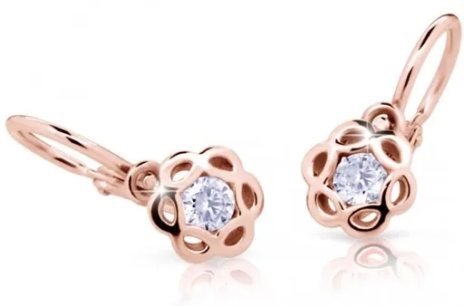 Cutie Jewellery Dětské náušnice z růžového zlata C2179-10-X-4 bílá