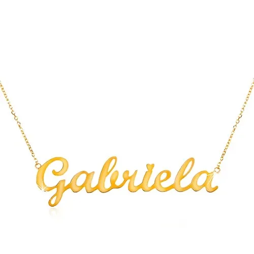 Náhrdelník ve žlutém zlatě 585 - jemný řetízek, lesklý přívěsek Gabriela