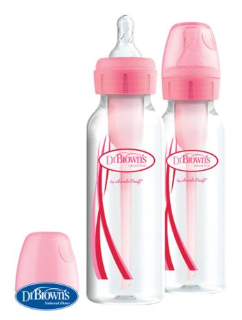 DRBROWNS DR.BROWN'S Láhev antikolik Options+ úzká 2x250 ml plast, růžová