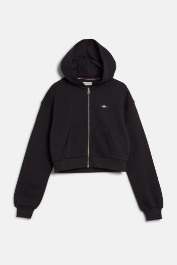 MIKINA GANT SHIELD CROPPED SWEAT ZIP HOODIE BLACK