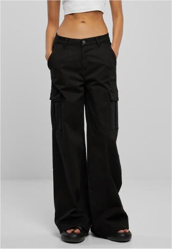 Urban Classics Ladies High Waist Wide Leg Twill Cargo Pants black - 34