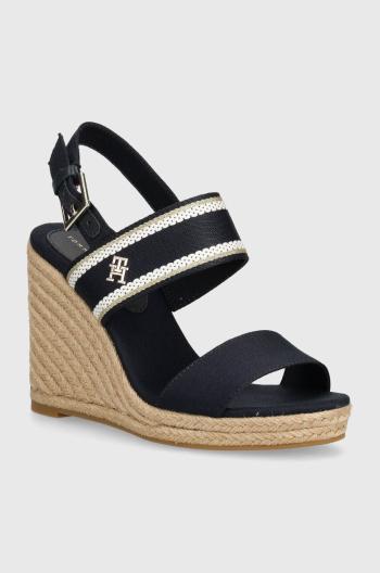 Sandály Tommy Hilfiger WEBBING HIGH WEDGE SANDAL tmavomodrá barva, FW0FW08045