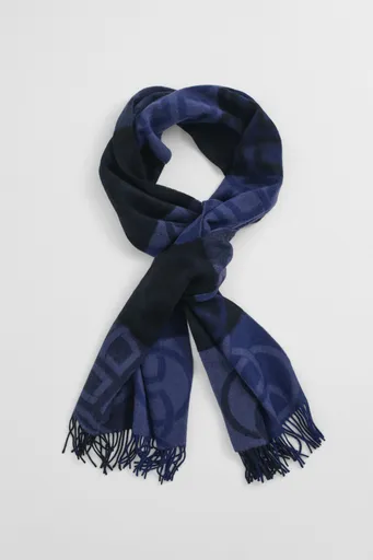 ŠÁLA GANT MONOGRAM WOOL SCARF EVENING BLUE