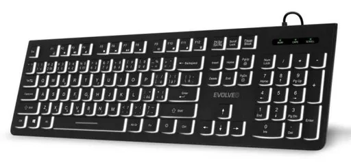 EVOLVEO K1010, klávesnice s bílým podsvícením, CZ+SK, černá