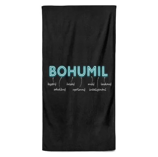 Osuška Mužská jména – NEON (Jméno: Bohumil, Velikost osušky: 100x170cm)