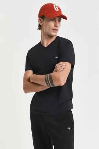 TRIČKO GANT SLIM SHIELD V-NECK T-SHIRT BLACK