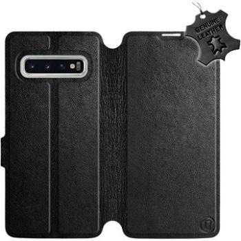 Flip pouzdro na mobil Samsung Galaxy S10 - Černé - kožené - Black Leather (5903226811854)